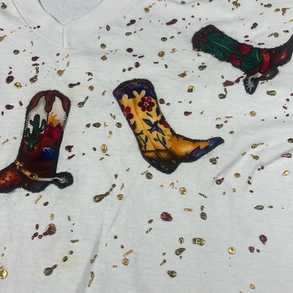 Vintage Single Stitch Western T-Shirt Womens Size Large USA Made Splatter Paint - Picture 3 of 16